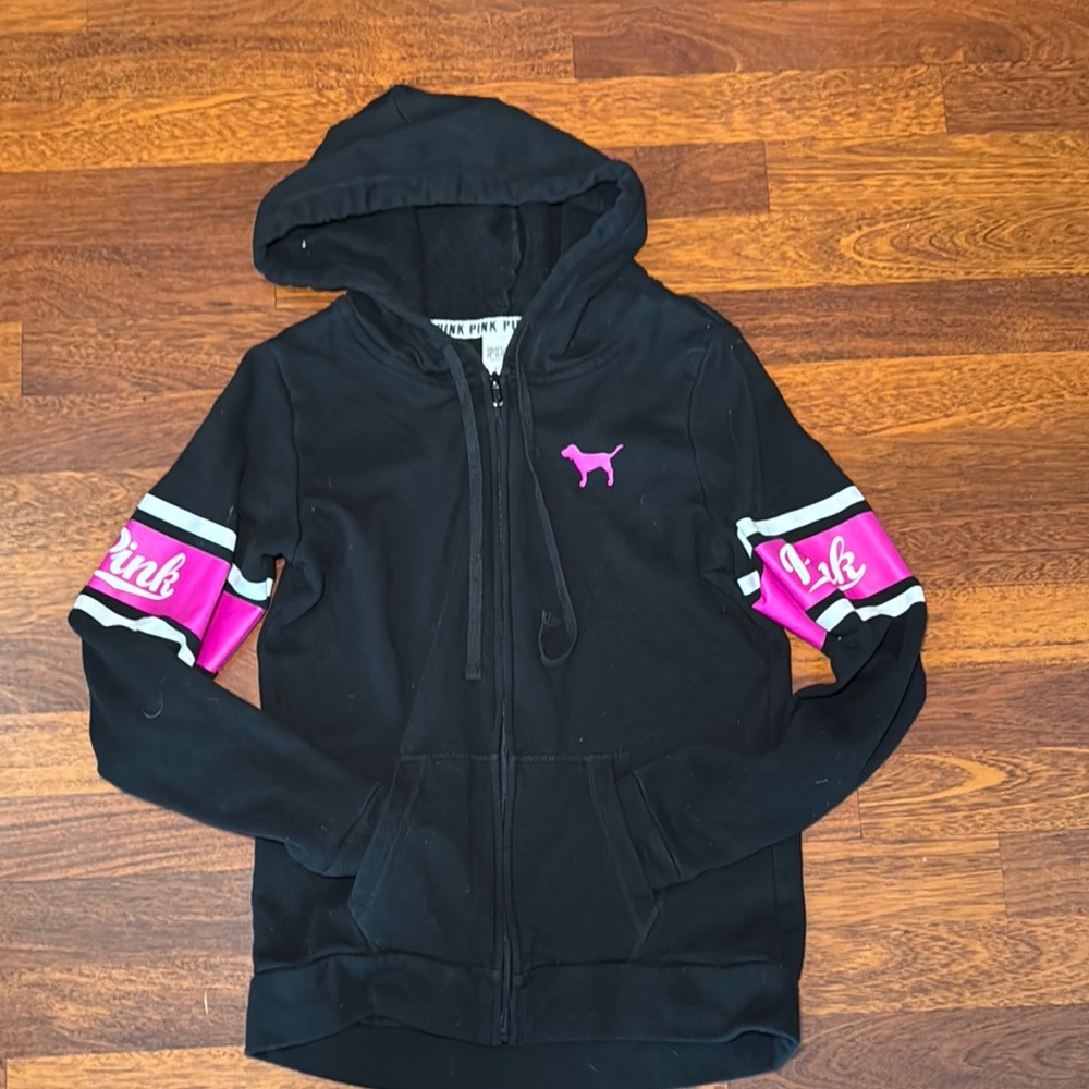 PINK Victoria's Secret Black and Pink Sweatshirt